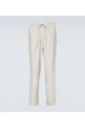 LE KASHA Pantaloni regular in seta a righe