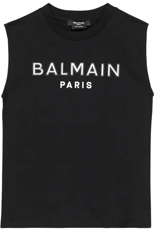 Balmain Top in jersey di cotone con logo