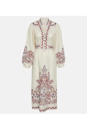 ZIMMERMANN Abito midi in lino con stampa
