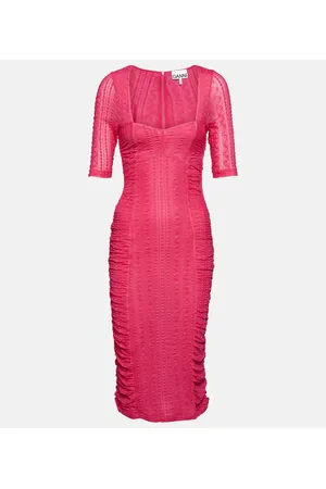 Ganni Abito midi in tessuto stretch