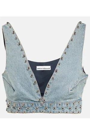 Paco rabanne Top di jeans con borchie