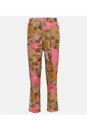 DRIES VAN NOTEN Pantaloni slim a vita media con stampa