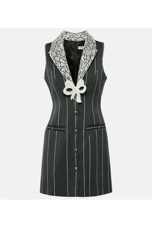 Alessandra Rich Miniabito in misto lana a righe