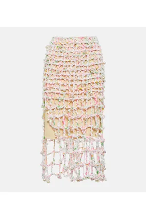 SUSAN FANG Gonna midi in crochet con perline