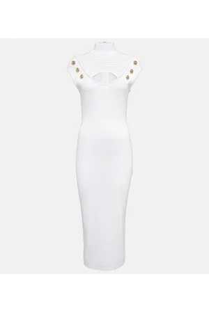 Balmain Abito midi con mesh