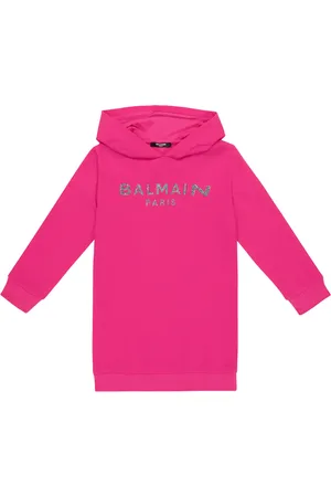 Balmain Abito in cotone con cappuccio e logo