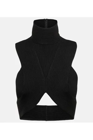 Alaïa Alaïa Top cropped in maglia a coste