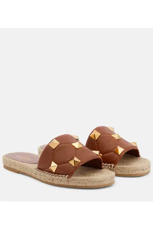 VALENTINO GARAVANI Sandali Roman Stud in pelle e rafia