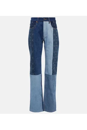 Marine Serre Jeans dritti Moonogram patchwork