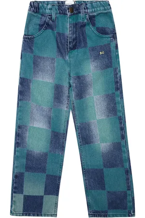 Bobo Choses Pantaloni in denim di cotone a quadri