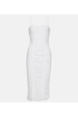 ROTATE Abito midi in mesh con ruches