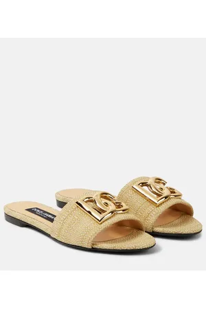 Dolce & Gabbana Sandali in rafia con logo