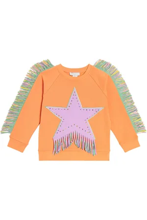 Stella McCartney Felpa in jersey di cotone con frange