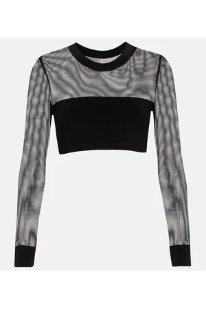 Norma Kamali Top cropped in mesh e jersey