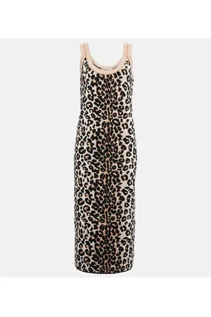 VALENTINO Abito midi in jacquard leopardato