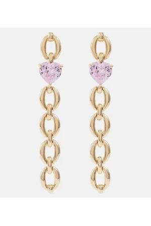 Nadine Aysoy Orecchini Catena Long Heart in oro 18kt con zaffiri