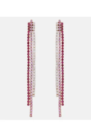 Shay Orecchini Triple Thread in oro 18kt con rubini, zaffiri e diamanti