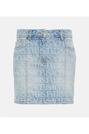 VERSACE Minigonna Allover in denim
