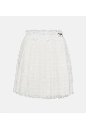 Balmain Minigonna a pieghe in tweed di misto cotone