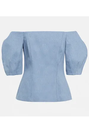 GABRIELA HEARST Top Ellen in cotone con scollo bardot