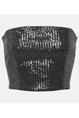 ROTATE Top a tubino in twill con paillettes