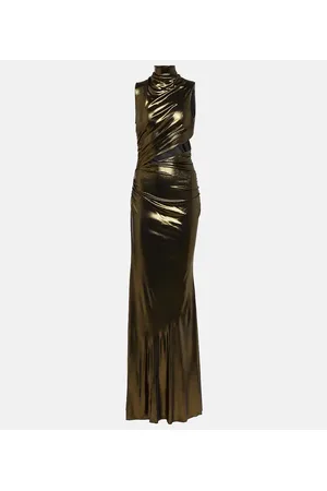 BLUMARINE Abito lungo metallizzato con cut-out
