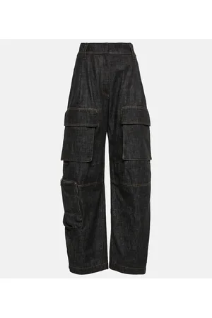 Brunello Cucinelli Pantaloni cargo di jeans a vita alta