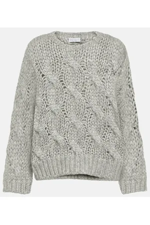 Brunello Cucinelli Pullover in maglia di misto mohair a trecce