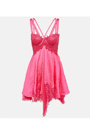 VERSACE Miniabito in raso e pizzo