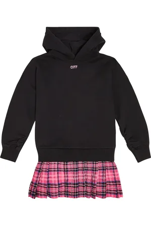 OFF-WHITE Abito in cotone a quadri con pieghe