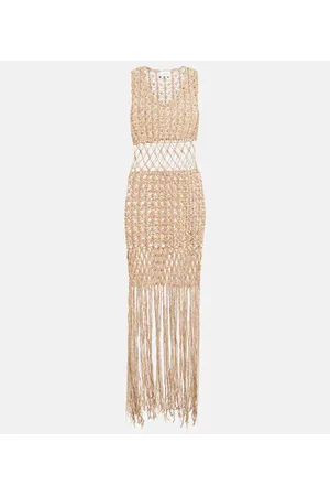 ANNA KOSTUROVA Abito midi in crochet con frange