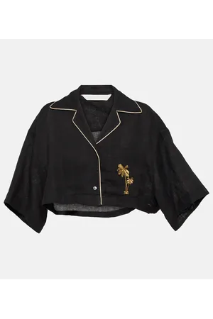 Palm Angels Camicia in lino cropped