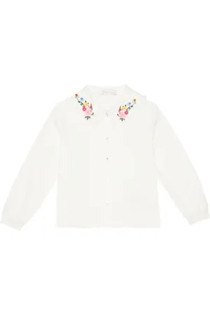 MONNALISA Camicia in twill con ricamo