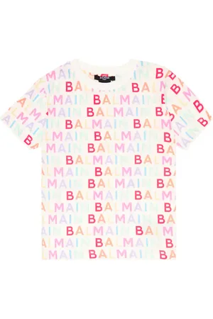 Balmain T-shirt in cotone con stampa e logo