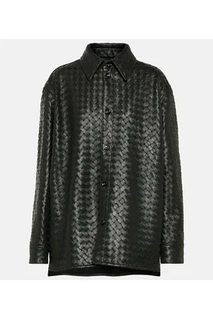 Bottega Veneta Camicia oversize in pelle Intrecciato