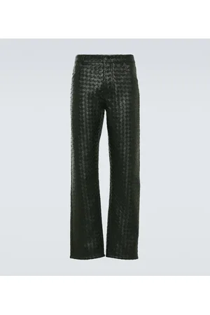 Bottega Veneta Pantaloni regular in pelle Intrecciato
