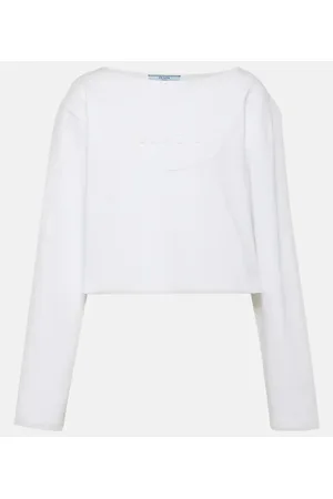 Prada Top cropped in jersey di cotone