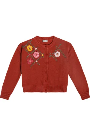 Il gufo Cardigan in lana con ricamo