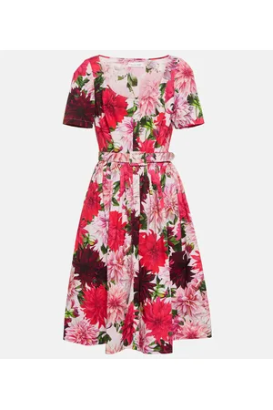 Oscar de la Renta Abito midi con scollo rotondo e stampa