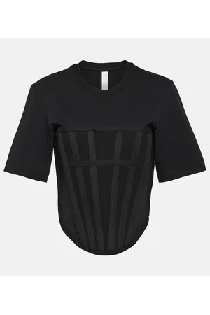 DION LEE T-shirt Corset in jersey di cotone