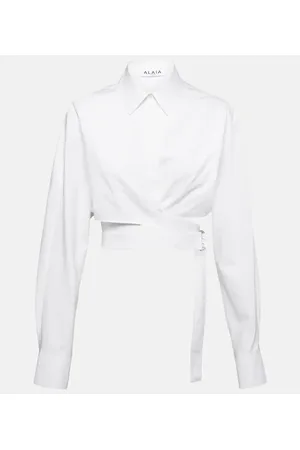 Alaïa Alaïa Camicia cropped in popeline di cotone
