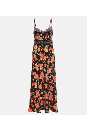 RIXO London Abito midi Amora con stampa floreale