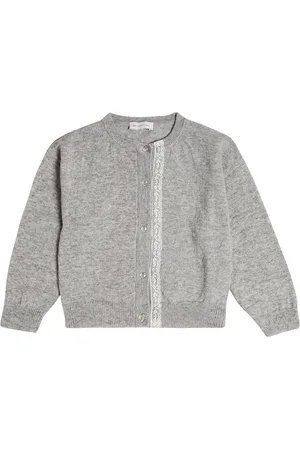 MONNALISA Cardigan di lana con pizzo