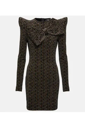Balmain Miniabito in misto cotone con paillettes