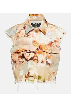 Balmain Gilet di jeans con stampa