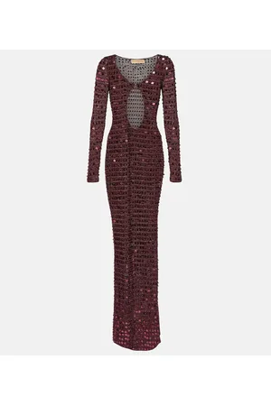 AYA MUSE Abito lungo Chyna con cut-out e paillettes