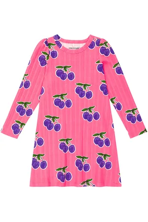Mini Rodini Abito Plum in maglia di misto cotone