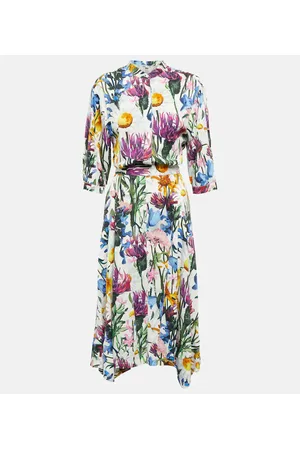 Stella McCartney Abito midi in raso con stampa