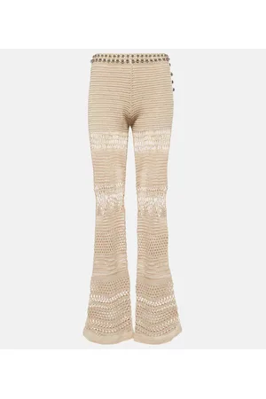 Paco rabanne Pantaloni flared in crochet di cotone