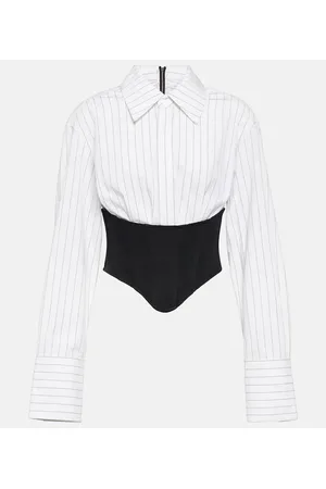 DION LEE Camicia Corset in cotone a righe